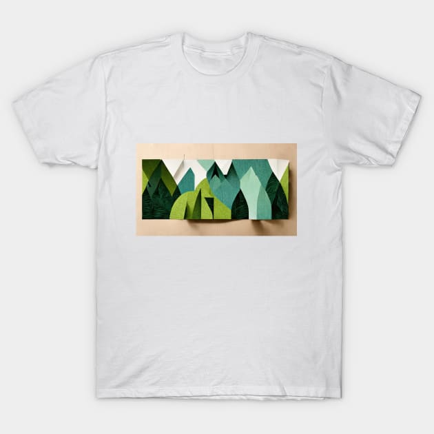 Deep in the Hillside Forest - Abstract Minimalism Papercraft Landscape T-Shirt by JensenArtCo